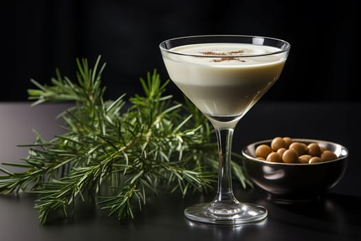 Velvet Eggnog Delight Cinnamon Dessert Martini Infused with Nutmeg for Holiday Toast