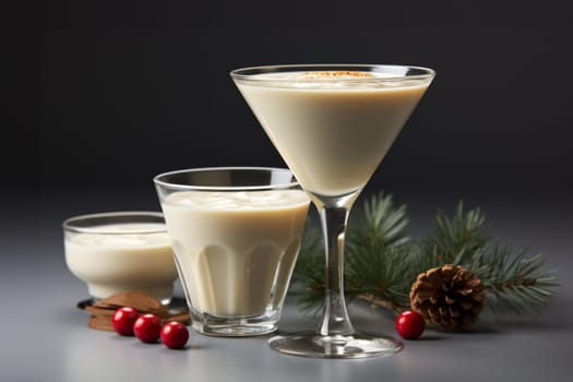 Velvet Eggnog Delight Cinnamon Dessert Martini Infused with Nutmeg for Holiday Toast