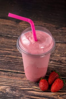 Strawberry smoothie or milkshake, healthy food for breakfast and snack