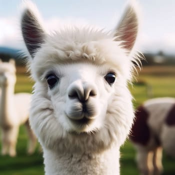 Interesting illustration with alpaca. Generative AI. High quality illustration