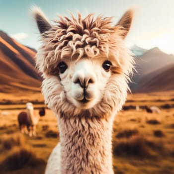 Interesting illustration with alpaca. Generative AI. High quality illustration