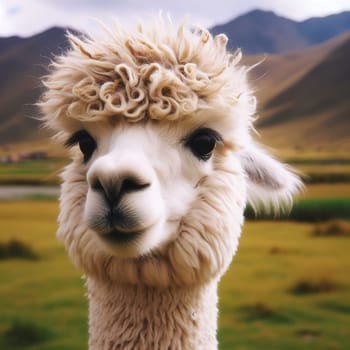 Interesting illustration with alpaca. Generative AI. High quality illustration