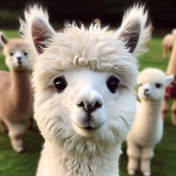 Interesting illustration with alpaca. Generative AI. High quality illustration