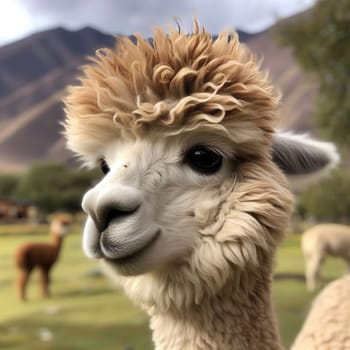 Interesting illustration with alpaca. Generative AI. High quality illustration