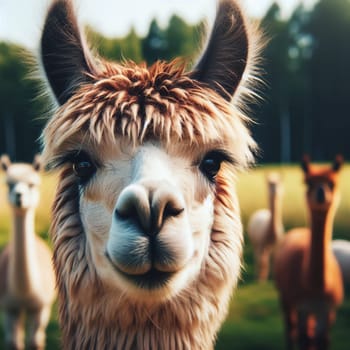 Interesting illustration with alpaca. Generative AI. High quality illustration