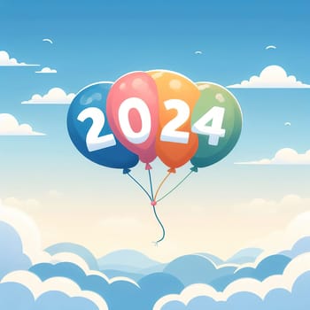 Interesting illustration on the theme of the new year 2024. Generative AI. High quality illustration