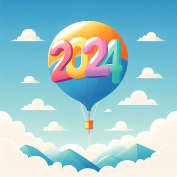 Interesting illustration on the theme of the new year 2024. Generative AI. High quality illustration