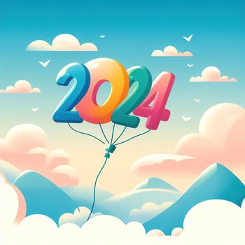 Interesting illustration on the theme of the new year 2024. Generative AI. High quality illustration