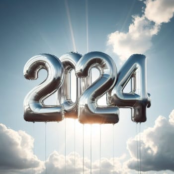 Interesting illustration on the theme of the new year 2024. Generative AI. High quality illustration