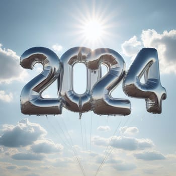 Interesting illustration on the theme of the new year 2024. Generative AI. High quality illustration