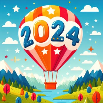 Interesting illustration on the theme of the new year 2024. Generative AI. High quality illustration