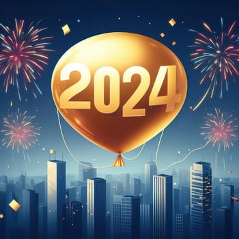 Interesting illustration on the theme of the new year 2024. Generative AI. High quality illustration