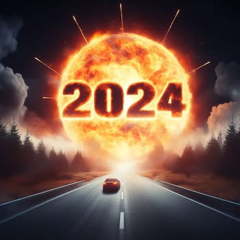 Interesting illustration on the theme of the new year 2024. Generative AI. High quality illustration