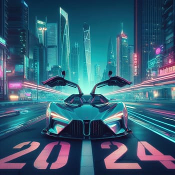 Interesting illustration on the theme of the new year 2024. Generative AI. High quality illustration