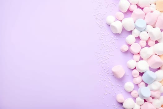 Set of various ice cream scoops in waffle cones isolated on purple. AI Generated