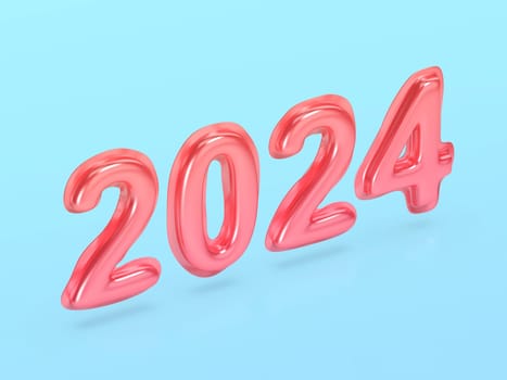 Happy New Year 2024, concept image with inflated balloons on blue background