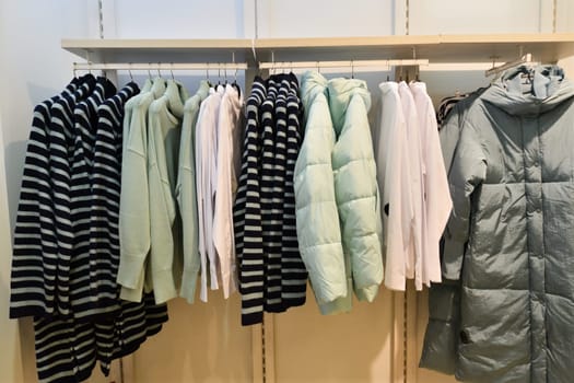 Women's clothing hanging on a hanger in store