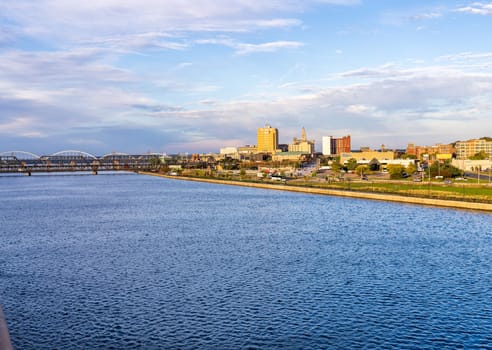 Davenport, IA - 18 October 2023: Approaching the port of Davenport in Iowa on a river cruise boat