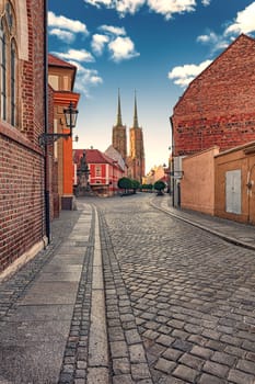 The Cathedral of St. John the Baptist in Wroclaw, is the seat of the Roman Catholic Archdiocese of Wroclaw and a landmark of the city of Wroclaw in Poland. The cathedral, located in the Ostrow Tumski district, is a Gothic church with Neo-Gothic additions.