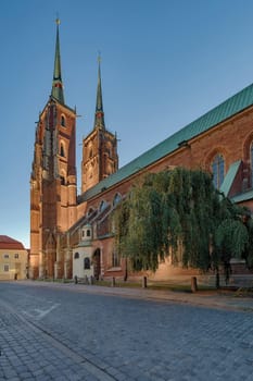 The Cathedral of St. John the Baptist in Wroclaw, is the seat of the Roman Catholic Archdiocese of Wroclaw and a landmark of the city of Wroclaw in Poland. The cathedral, located in the Ostrow Tumski district, is a Gothic church with Neo-Gothic additions.