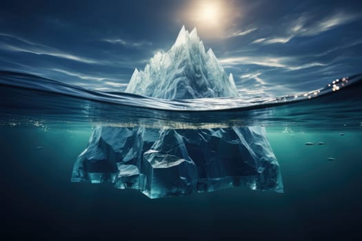 Iceberg in clear blue ocean generate with Ai. High quality photo