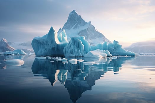 Iceberg in clear blue ocean generate with Ai. High quality photo