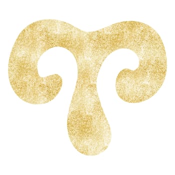Gold aries zodiac symbol illustration. Simple aries zodiac icon. luxury, esoteric zodiac sign concept. Astrological calendar. Horoscope astrology. Fit for paranormal, tarot readers and astrologers.