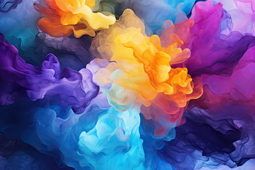 abstract multicolored explosion on a black background. Abstract colorful explosion on Black background by Generative AI.