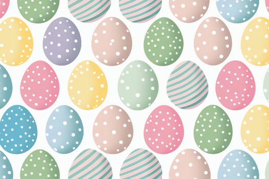 Easter eggs pattern illustration on a white background, pastel colors, cute egg. Generative AI