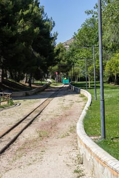 Train track of the Utrillas mining museum. Teruel, Spain