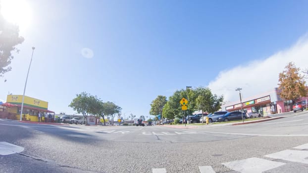 Santa Maria, California, USA-December 6, 2022-Navigating the streets of Santa Maria during winter, the surroundings offer a glimpse of the city's charm with its well-maintained roads and cozy neighborhoods, all under a crisp and cool atmosphere.