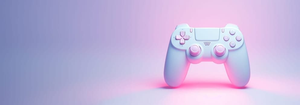 Game controller pastel colored background. pastel Joystick illustration. Gamepad for game console. 3D render copy space. Colorful video game concept Space for text web banner