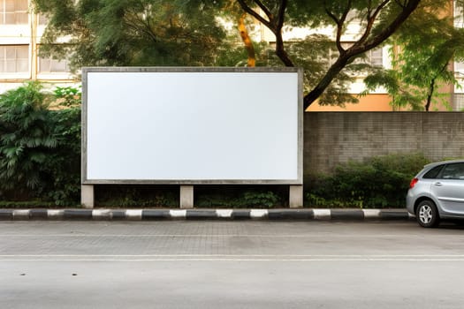 An empty billboard in the city.