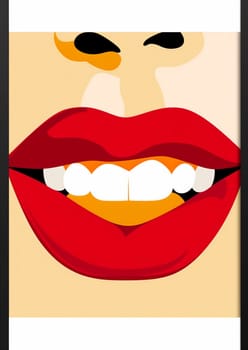 american woman young lip background love red teeth african mouth toothpaste pop girl open poster closeup make-up beautiful fashion lipstick illustration graphic. Generative AI.