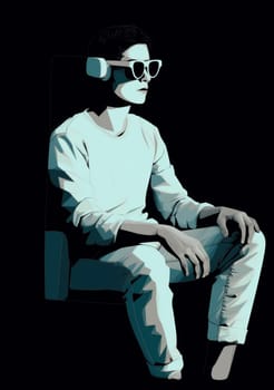 experience man glasses cyberspace gaming gadget future cyber digital innovation reality technology futuristic visual metaverse goggles online vr excited headset human. Generative AI.