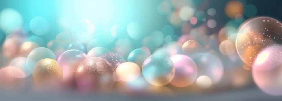 banner bright christmas abstract defocused decoration illustration light background shine gradient party colours holiday star glistering pastel texture white bokeh shiny. Generative AI.