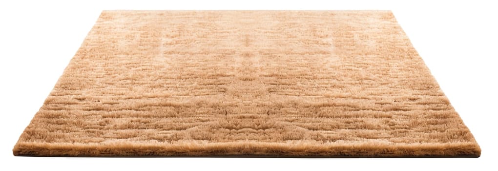 High-quality, plush beige rectangular carpet with a detailed soft texture, perfect for modern home interiors, isolated on a white background. Cut out home decor. Front view. Generative AI