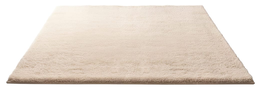 High-quality, plush beige rectangular carpet with a detailed soft texture, perfect for modern home interiors, isolated on a white background. Cut out home decor. Front view. Generative AI