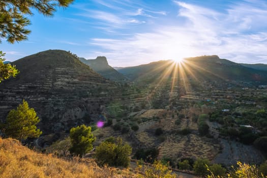 Photo of beautiful nature, there is a place for an inscription. Beautiful photo of nature at dawn. High quality photo