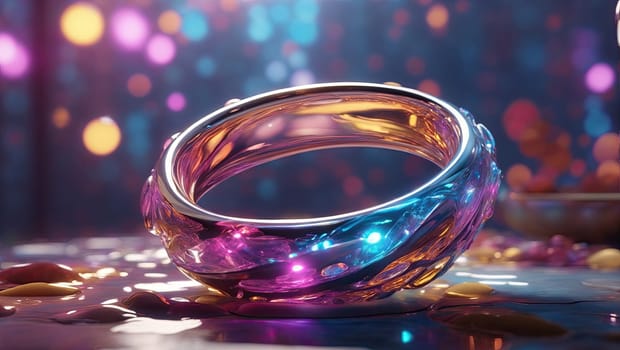Ring with bright colored stones. AI generated