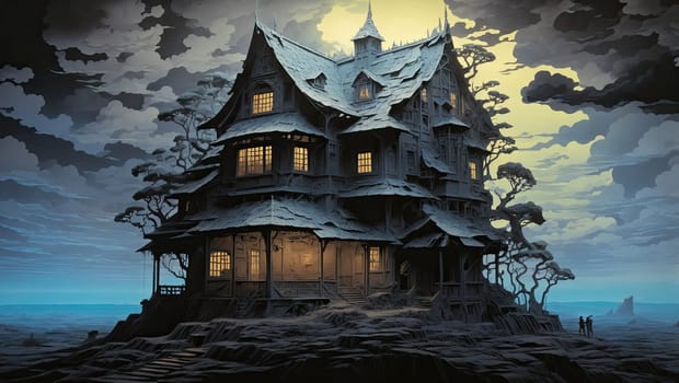 Old dark house. AI generated