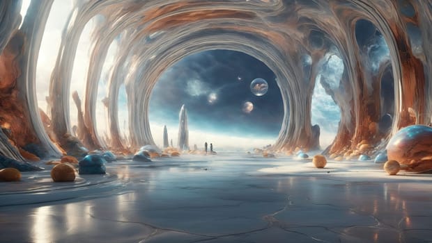 Surreal space landscape. AI generated