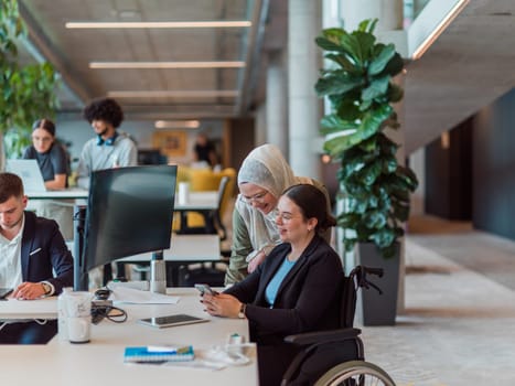 In a modern startup office, a diverse group of young professionals collaboratively tackles various business problems and challenges, surrounded by their engaged colleagues, fostering innovation and productivity.