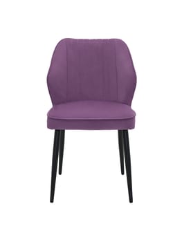 modern purple fabric chair with wooden legs isolated on white background, front view. contemporary furniture in classical style, interior, home design