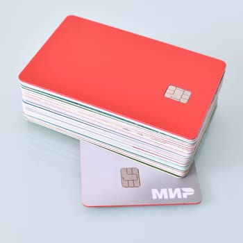 Moscow, Russia - Nov 11. 2023. Mir - Russian electronic payment system for the bank transfers and cards