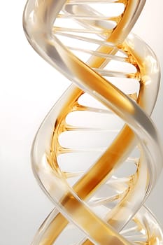 A dazzling and intricate golden and silver DNA strand, shot through radiant light, conjuring visions of scientific discovery and medical marvels - AI generative