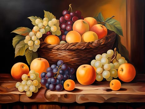 Still life compositions reflecting the colorful and delicious world of fruits offer a visual feast reflecting the richness of nature and the aesthetic beauty of fruits.