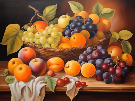 Still life compositions reflecting the colorful and delicious world of fruits offer a visual feast reflecting the richness of nature and the aesthetic beauty of fruits.