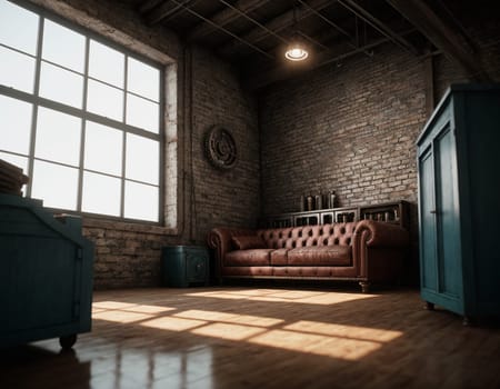 Loft style interior. High quality illustration