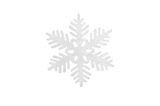 White snowflake isolated on white background.